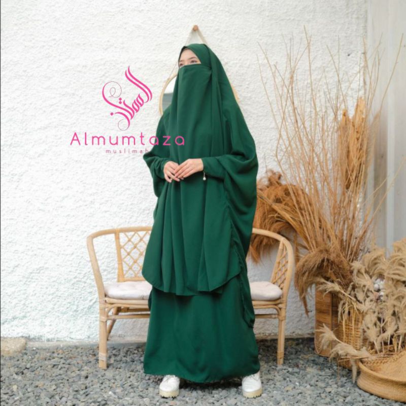 (French khimar + rok standar) hafshah set woolpeach luxury - Almumtaza Muslimah