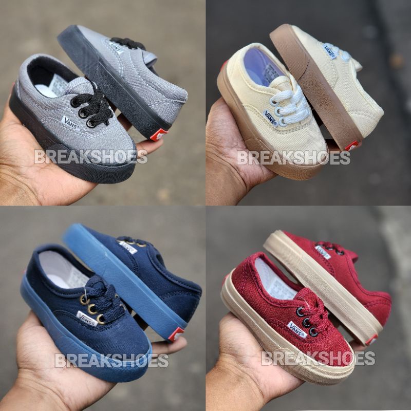 Sepatu anak vns autentik tali krem gum/abu hitam