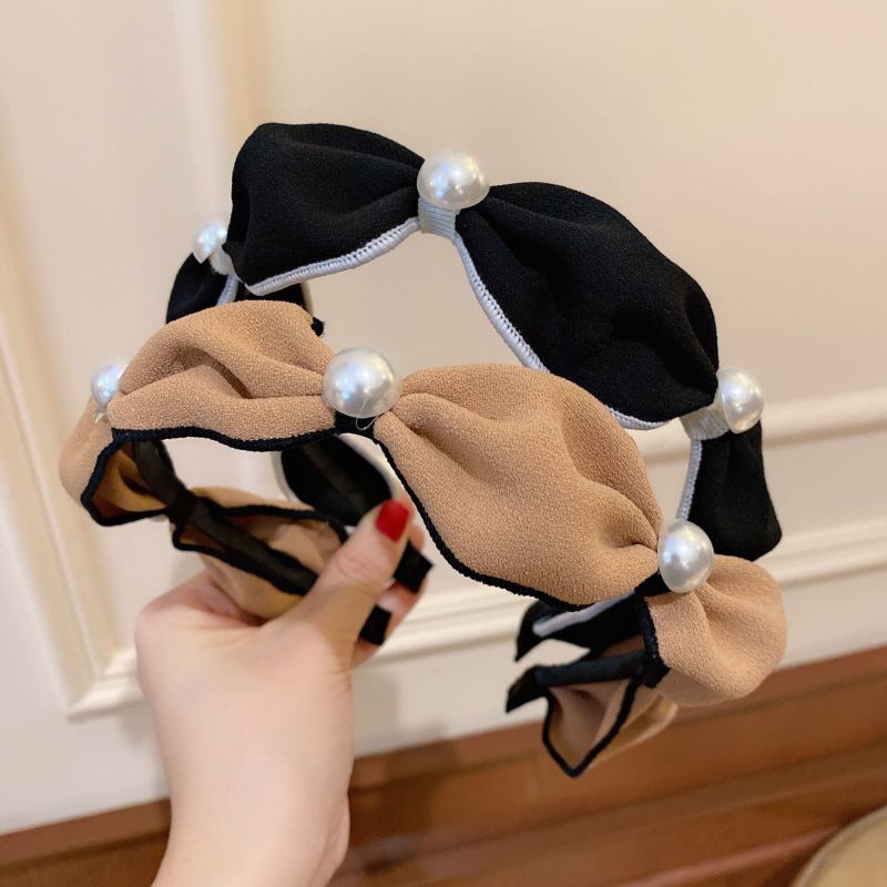 bando wanita korea scrunchie mutiara gelombang