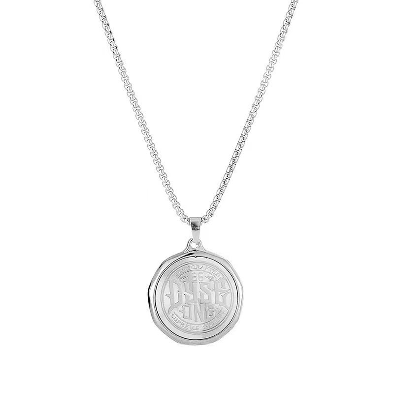 Kalung Rantai Liontin Bahan Stainless steel Gaya hip hop Untuk Pria Dan Wanita