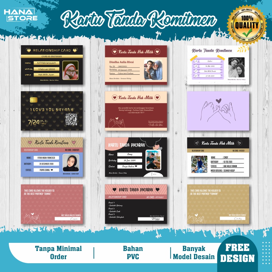 

[1PCS] Kartu Tanda Komitmen | Kartu Tanda Pacaran | Kartu Hak Milik | ID Card Custom | Kartu Nama | Kartu Identitas Grosir & Ecer | ID Card