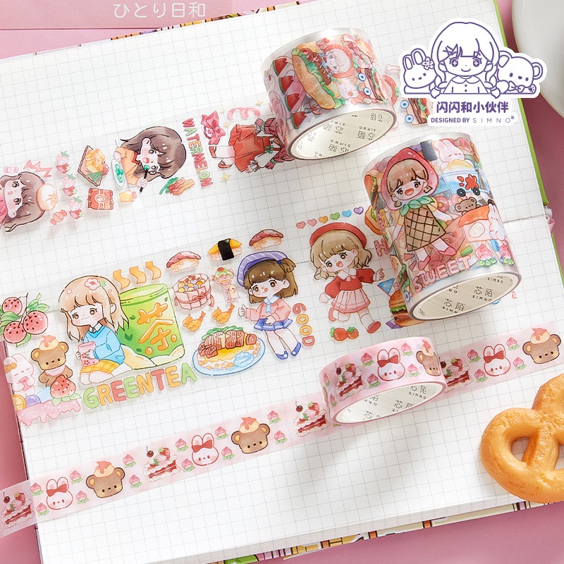 PAOPAO Stiker Roll 1 Set Anime dan Akichan Cute Aesthetic Bahan PET WaterProff / AntiAir