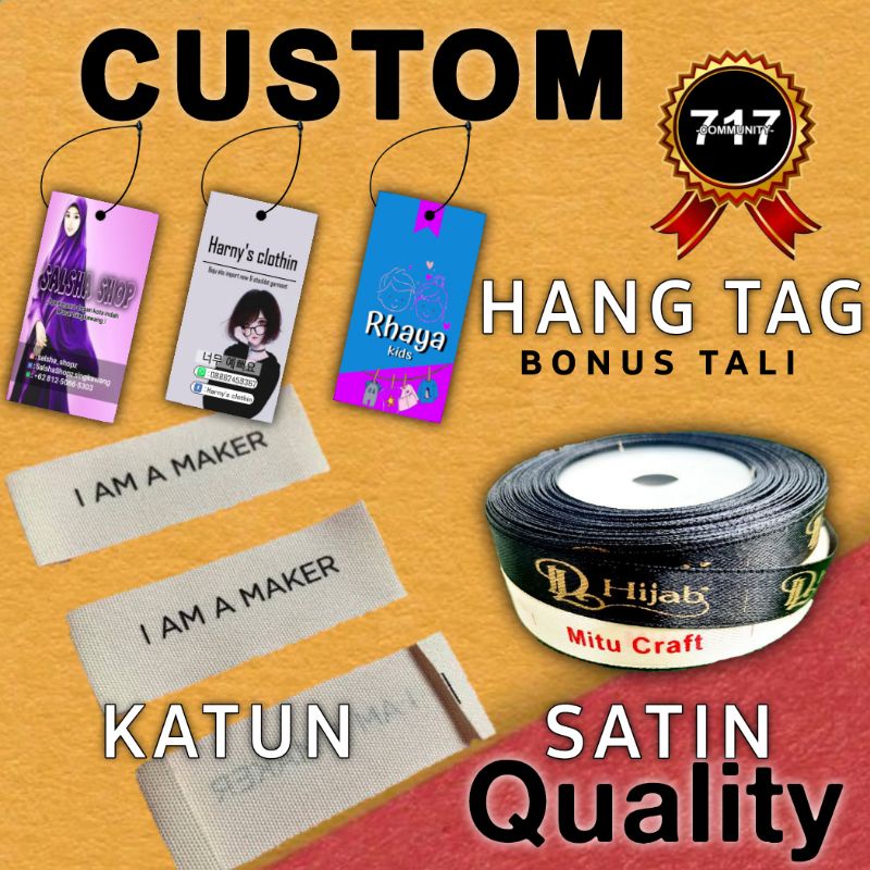 

Label baju label hang tag label kaos label katun label satin label pita satin label nama label hijab label pita katun label satin label pakaian preloved label FREE DESAIN, FREE POTONG