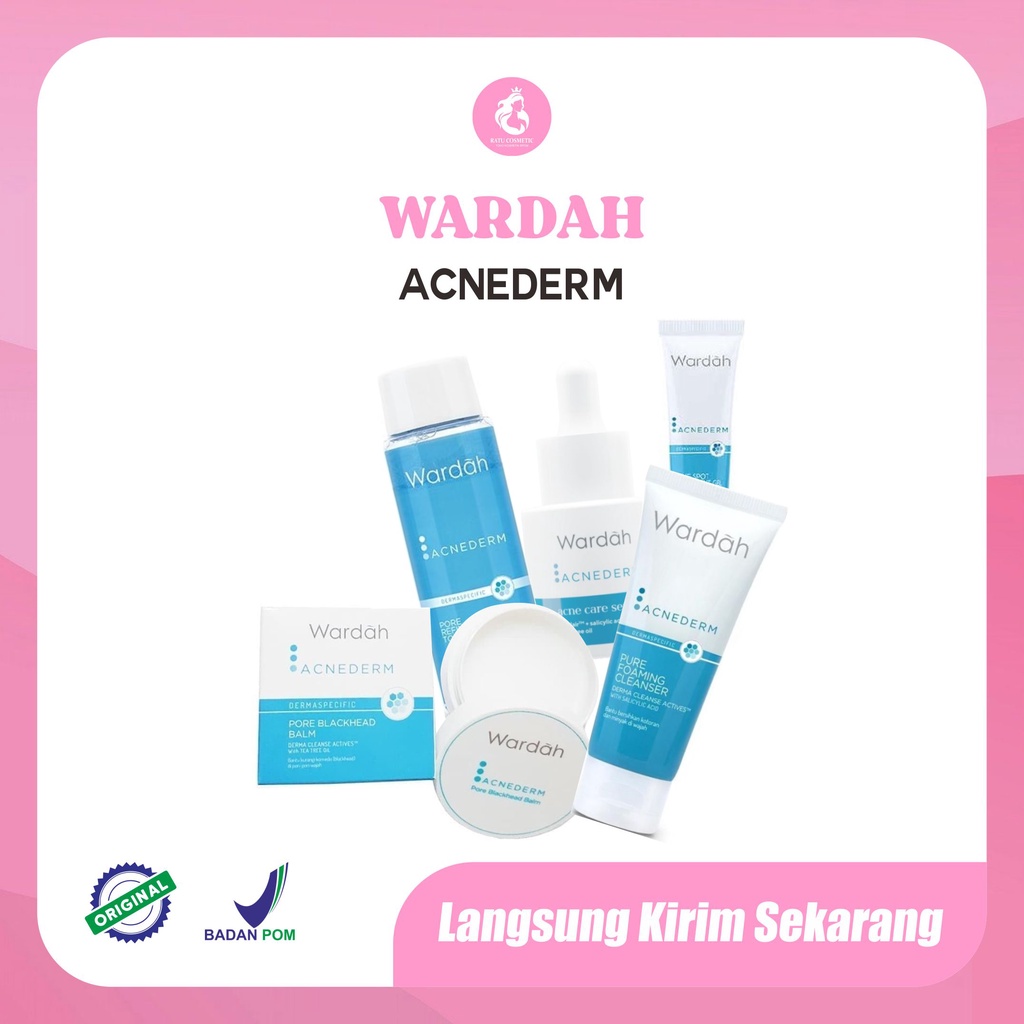 Wardah Acnederm Series | Cleanser Toner Day Night Cream Acne Pore Blackhead Gel Face Powder (GROSIR)