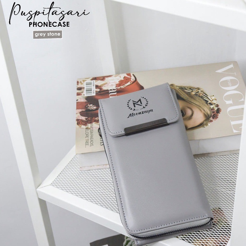 TAS SELEMPANG WANITA Puspitasari Phonecase Puspa Bag Dompet Penyimpanan HP Handphone by Moonzaya Ori