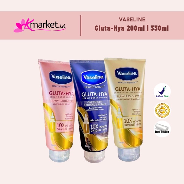Vaseline Healthy Bright Gluta Hyaluron Niacinamide Serum [Dewy Radiance Pink) | Flawless Bright Gold | Overnight Repair Blue]