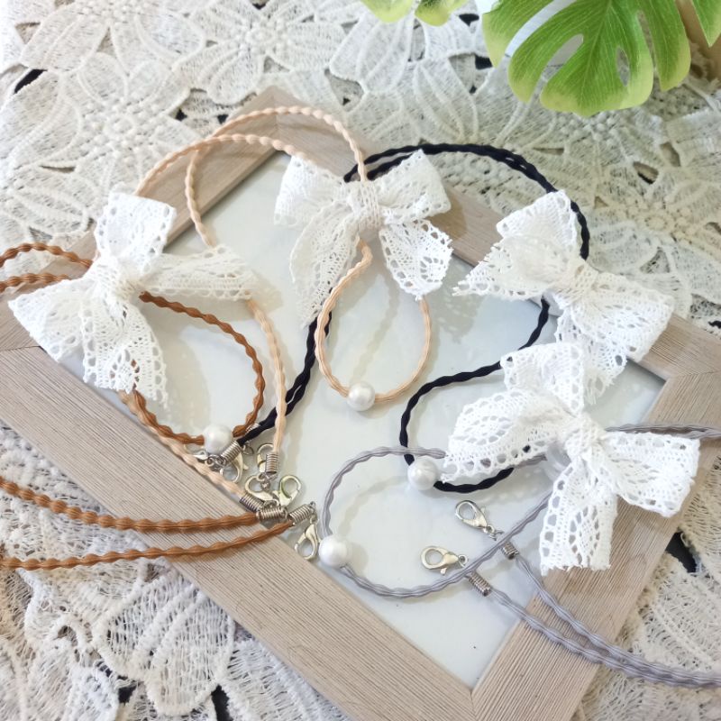 STRAP MASKER HIJAB 2IN1 - KONEKTOR MASKER PITA - STRAP MASKER PITA RENDA LACE -  KONEKTOR MASKER PITA KOREA