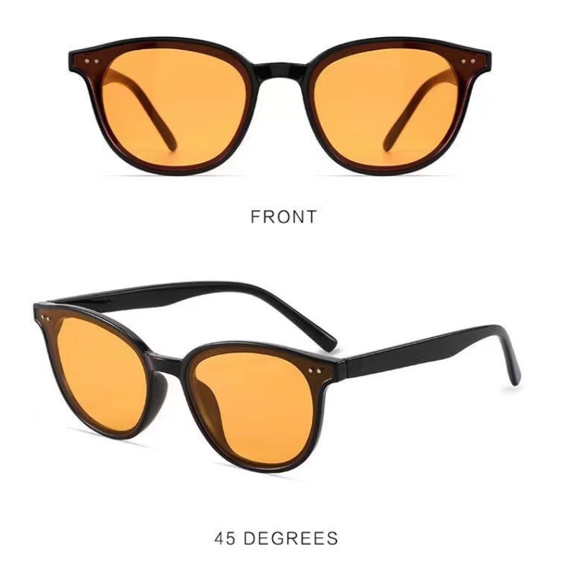 Roselife Kacamata Hitam Pria / Wanita Frame Kotak Lensa Coklat UV400 Gaya Vintage Untuk Outdoor / Mengemudi