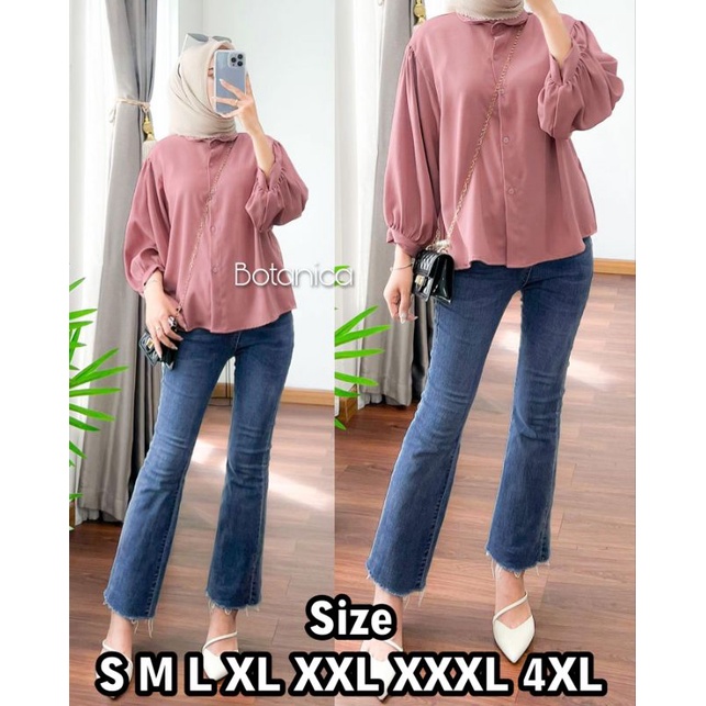 Premium Series BOTANICA Blouse Wanita Big Size Ukuran S M L XL XXL XXXL XXXXL 4XL 2XL 3XL 5XL 2L 3L 4L 5L Kemeja Basic Jumbo Atasan Big Size Oversize Baju Kerja Kantor Korea Blouse Jumbo Wanita