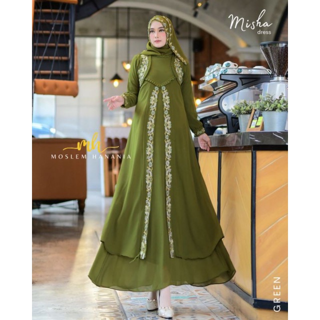 FASHION MUSLIM // MISHA DRESS // BAHAN BABYDOLL FULL FURING MIX BORDIR LANGSUNG // KODE RR