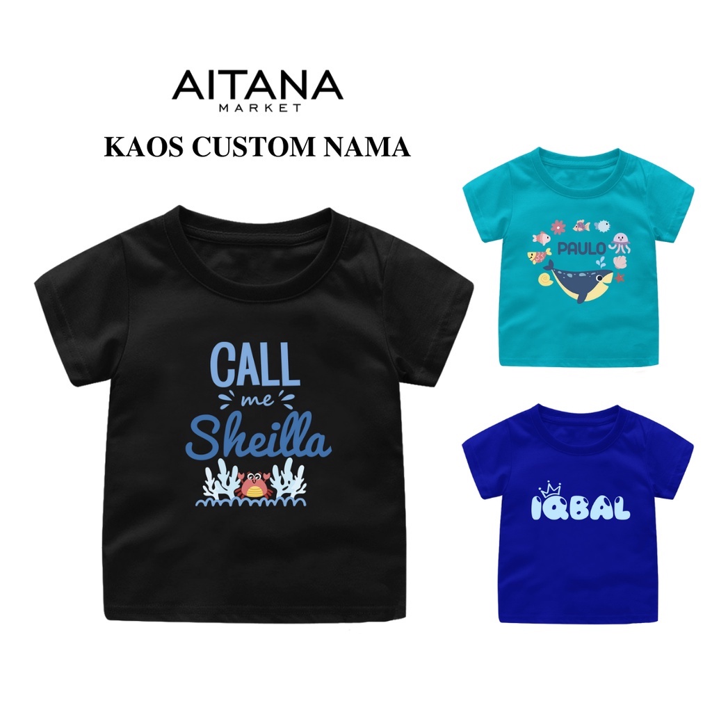 Kaos Custom Nama dan Gambar Untuk Bayi dan Anak Bahan Katun Combed 30s