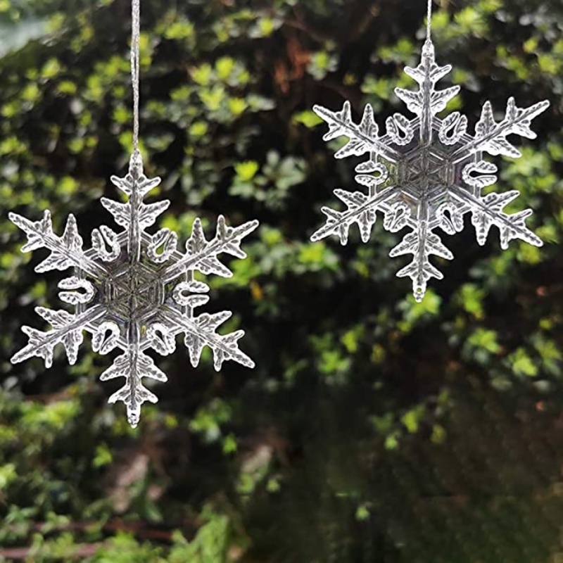 Liontin Desain Snowflake Bahan Akrilik Transparan Untuk Dekorasi Natal