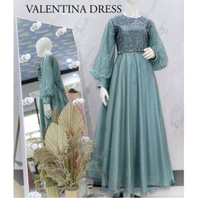 MAXY VALENTINA MUTIARA, BRUKAT TILE FURING, DRESS MAXY, 3 UKURAN