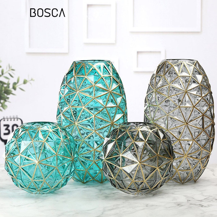 VAS BUNGA KRISTAL ABU GOLD / VAS BUNGA MEWAH AESTETIC KRISTAL ABU GOLD