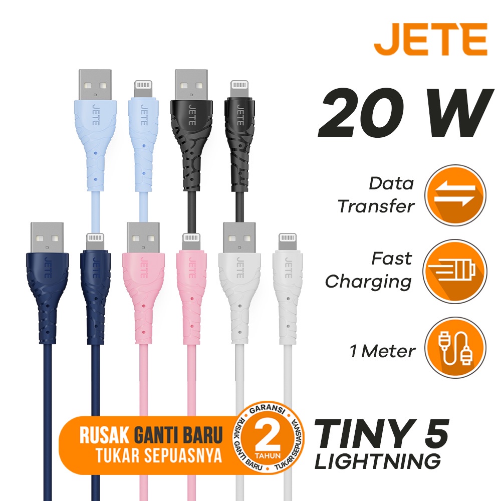 Kabel Data Kabel USB Lightning Fast Charging with LED Light JETE Tiny 5 - Garansi 2 Tahun