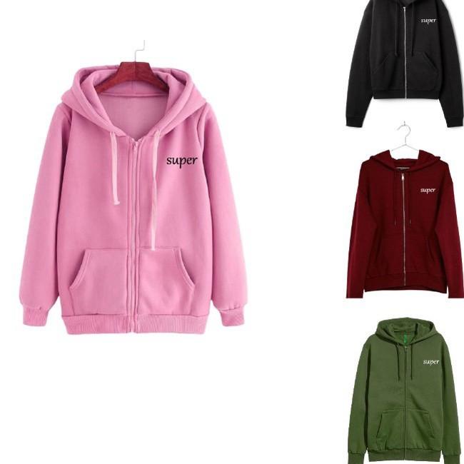 Chekout DaveCollection - Jaket Hoodie Wanita Babyterry Size L - XL SUPER AK151