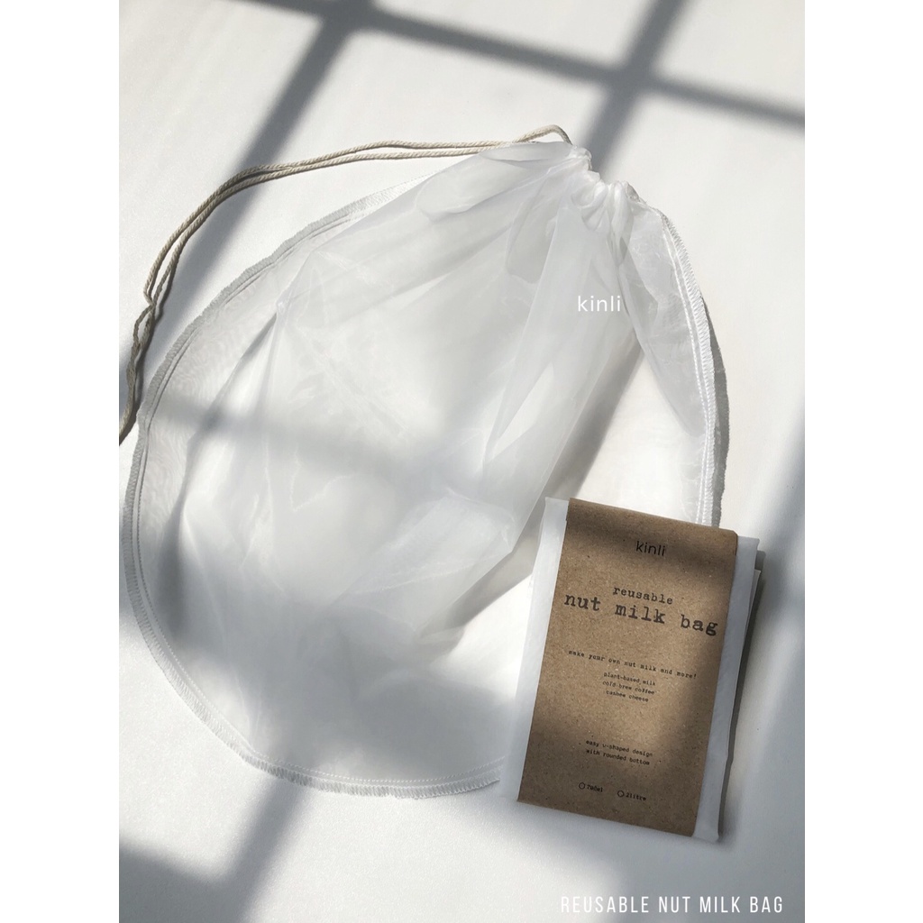 reusable nut milk bag nylon mesh juice cold brew coffee kain saringan susu kacang jus buah