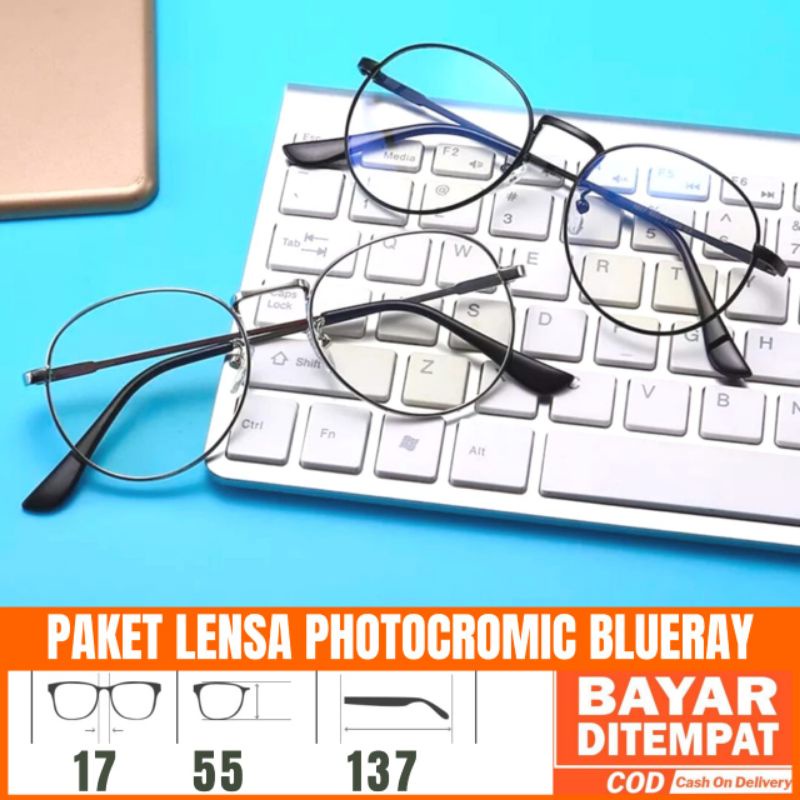 Frame kacamata Bulat  3402 Gratis Lensa Minus Kacamata antiradiasi