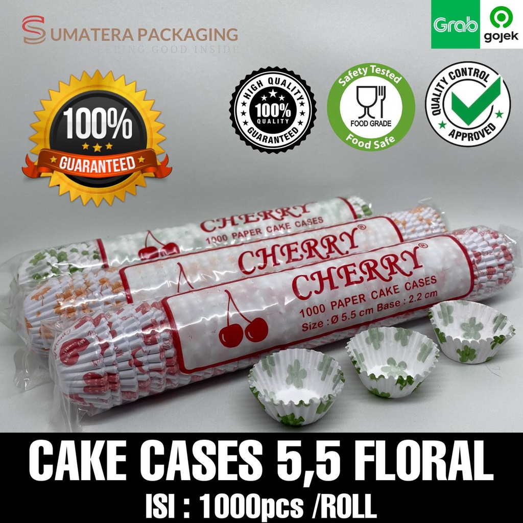 Paper Cake Cases cup 5.5 cm isi 1000 pcs floral bunga cherry cup cake nastar / kertas tatakan kue me