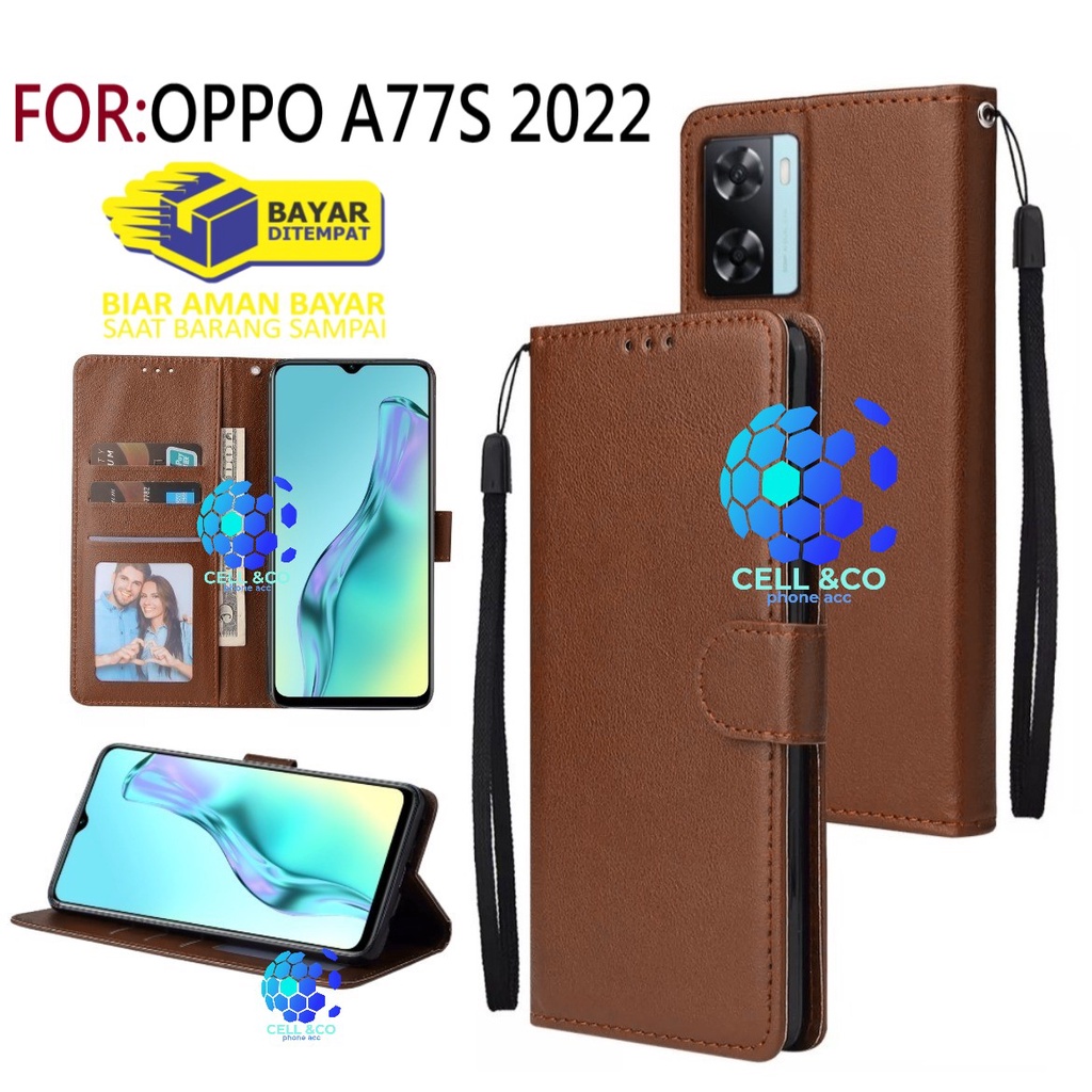 Flip cover NEW OPPO A77S 2022 Flip case buka tutup kesing hp casing hp flip case leather wallet