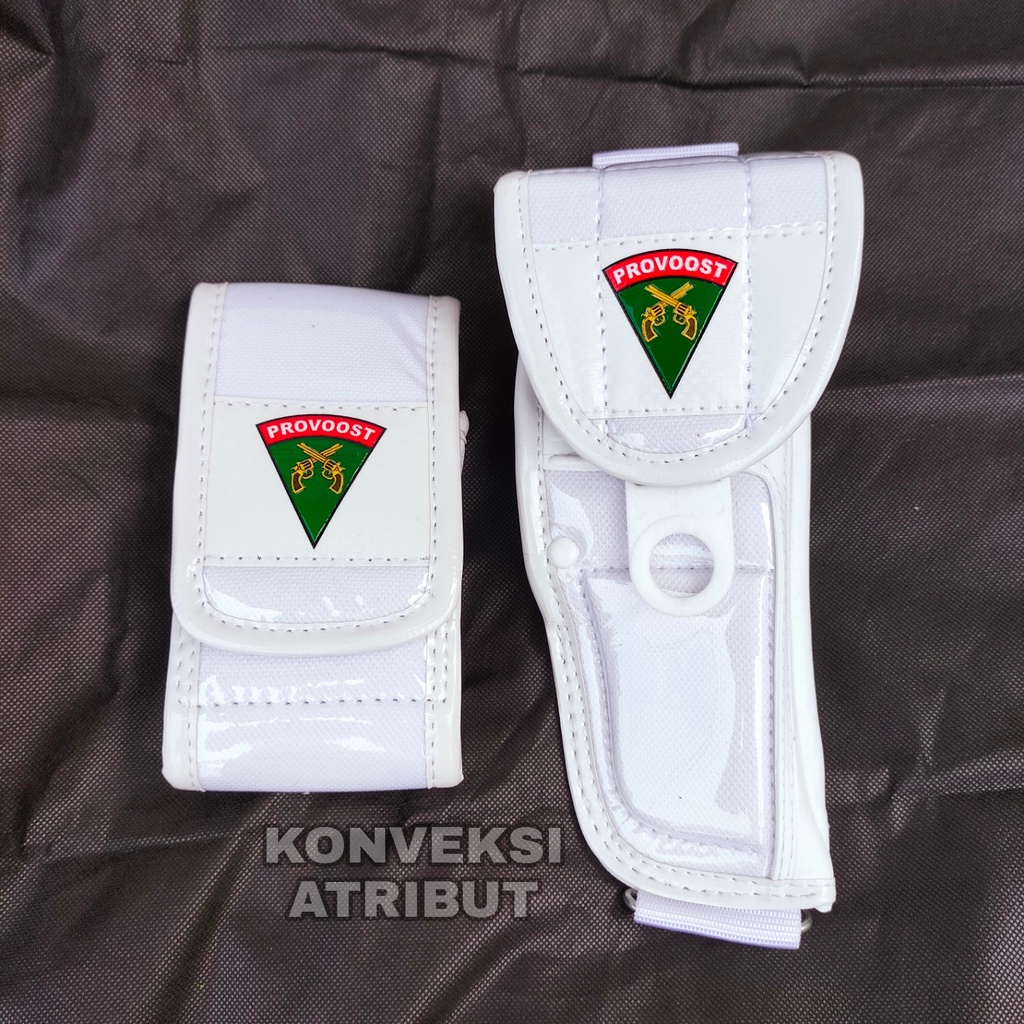 sarung pistol provost tni putih lengkap
