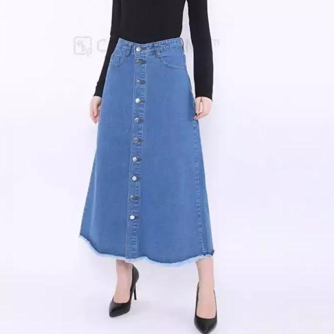 GU.18Oc22ᶜ ▪ Dazina Rok Jeans Button Skirt Premium - Ice blue