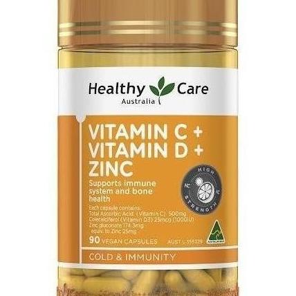 HEALTHY CARE VITAMIN C + VITAMIN D + ZINC 90 VEGAN CAPSULES FGDF6DHG