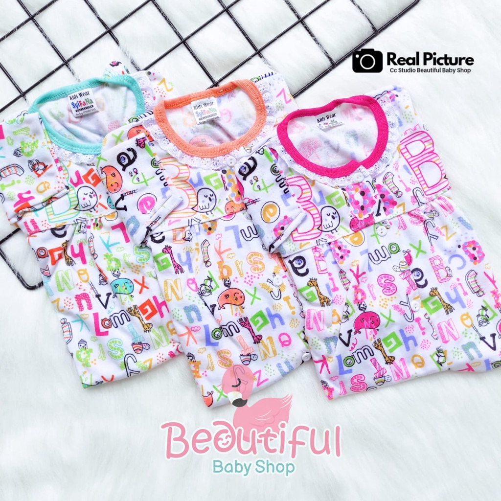 Baby.ou - Setelan Baju Bayi Perempuan Lengan Panjang Celana Panjang Motif Huruf / Setelan Piyama Bayi Perempuan / Baju Bayi Panjang Perempuan / Baju Tidur Bayi Merk Syifana