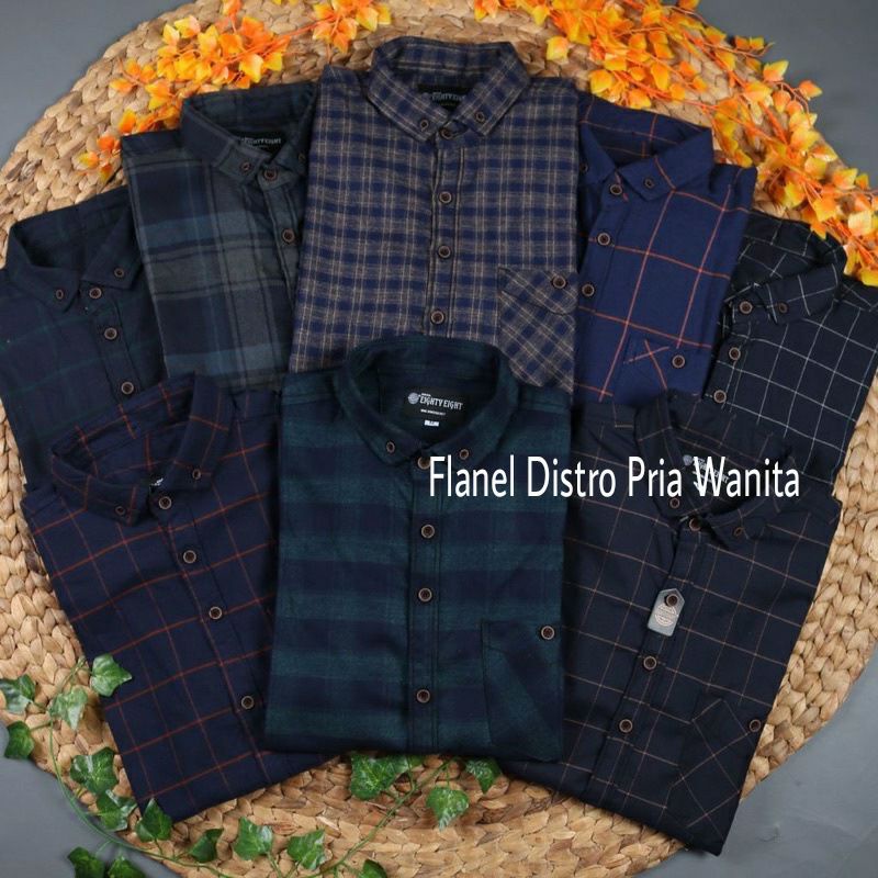 kemeja kotak flanel pria lengan panjang