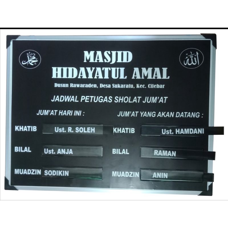 

Papan Jadwal Petugas Sholat Jum'at