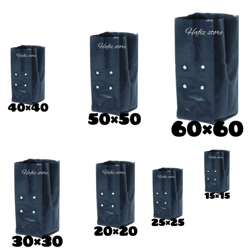 Polybag Tanaman ukuran 40x40 cm,50×50 cm,60×60 cm,30×30 cm,25×25 cm,20×20 cm,15×15 cm
