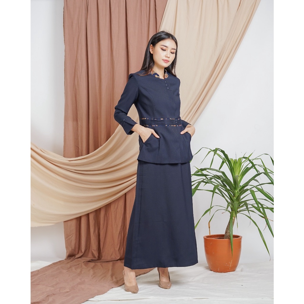 BLAZER WANITA B&amp;V LYNELL / Seragam PNS / Baju PDH PNS Wanita / Baju Dinas Pemda Wanita / Baju Khaki PNS Wanita / Seragam ASN Wanita / Baju Guru Wanita - 7007 NAVY / DONGKER