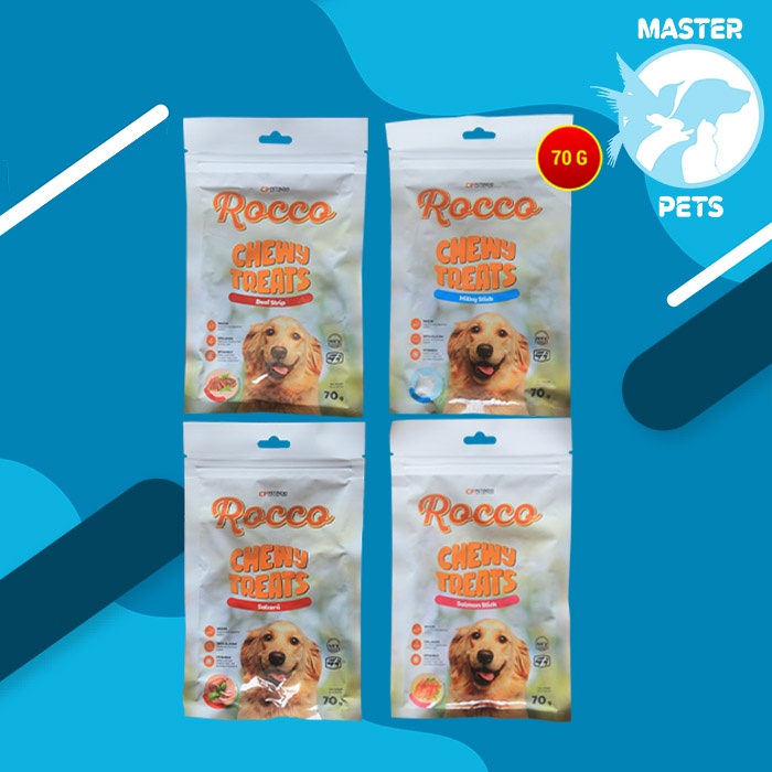 Snack Makanan Anjing Rocco Chew Dog treats Non Meat Jerky Jerhigh 70Gr