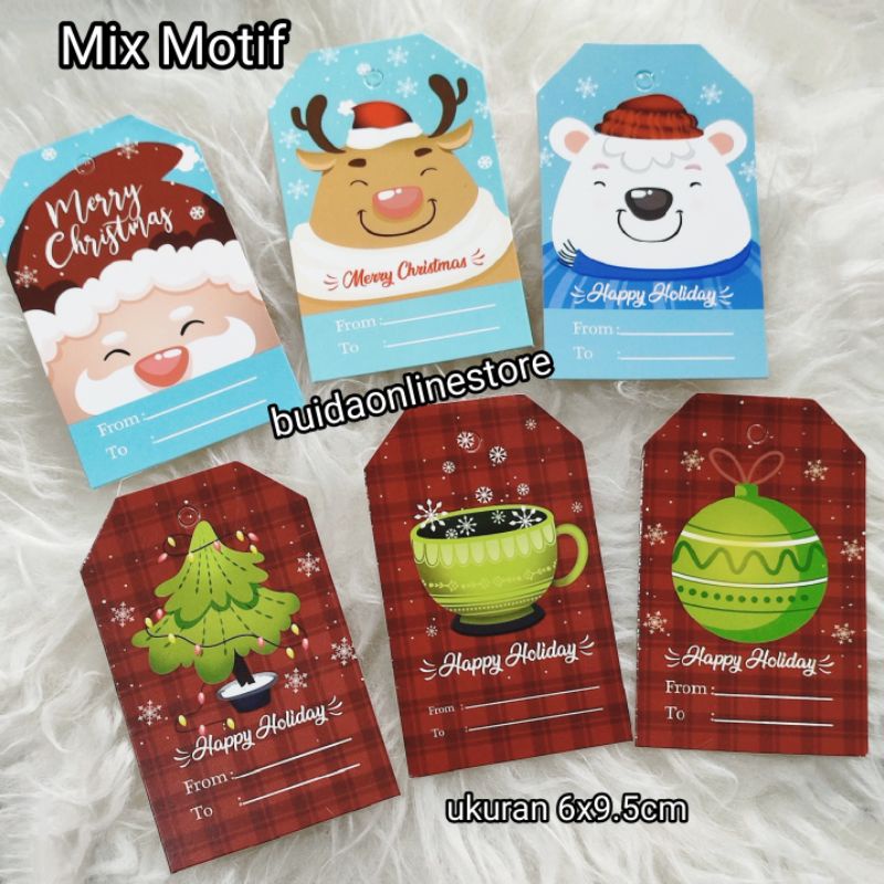 Hang tag Natal Hangtag Merry Christmas Hangtags Happy New Year dekorasi kado label tags tema natal gift box hadiah parcel hampers hiasan kemasan bungkus wrapping kualitas premium santa just for you happy holiday tree ornamen deer