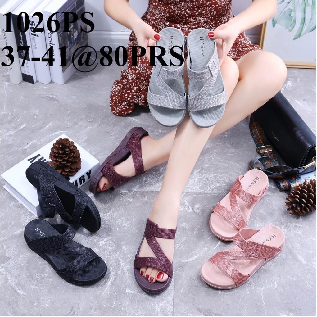 Sandal Wanita Jelly Import LUXY GLITER / Sandal Jelly Karet Import Terbaru 2022 / SANDAL JELLY HYS 1026PS SENDAL WEDGES SILANG