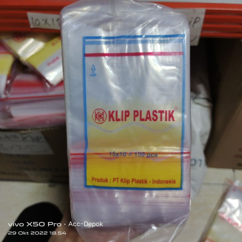 KLIP PLASTIK 15X10 CM / PLASTIK KLIP ZIPLOCK UKURAN 10X15 CM KLIP MERAH ISI 100 LEMBAR