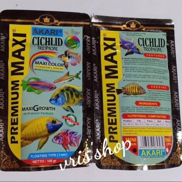 

Terlaris.. akari premium maxi cichlid tropical 100gram pakan ikan hias IK8