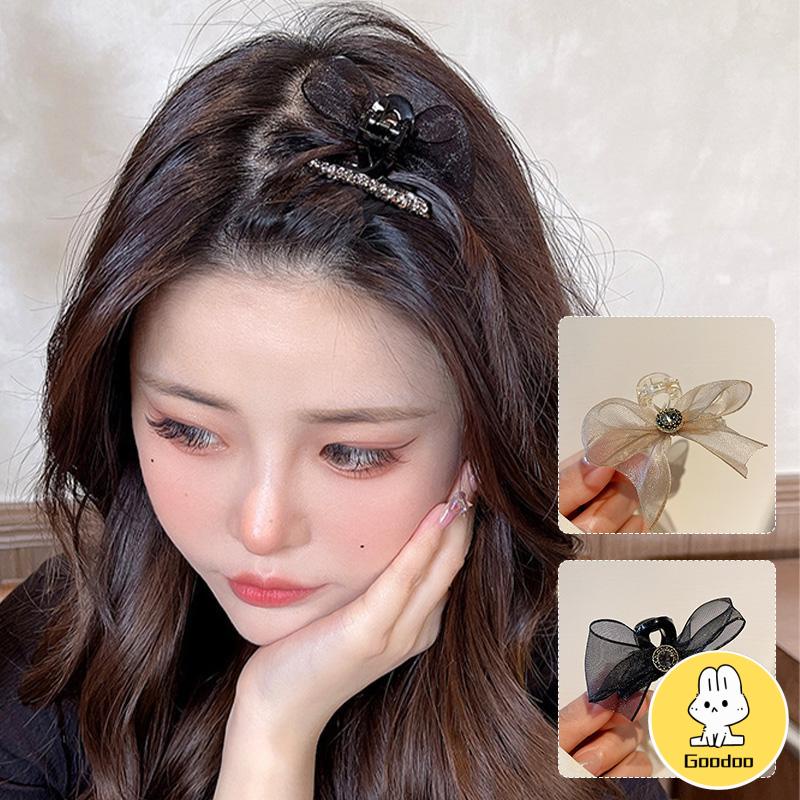 Double Sided Mesh Bow Kecil Ambil Klip Sisi Bang Clip Aksesoris Rambut -Doo