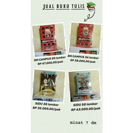 

buku tulis bm campus 50, 36 lembar / sidu 58, 38 lembar