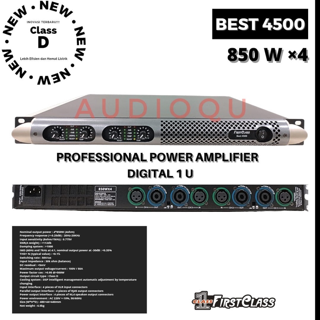 POWER AMPLIFIER FIRSTCLASS BEST4500 FIRST CLASS BEST-4500 4CH ORIGINAL