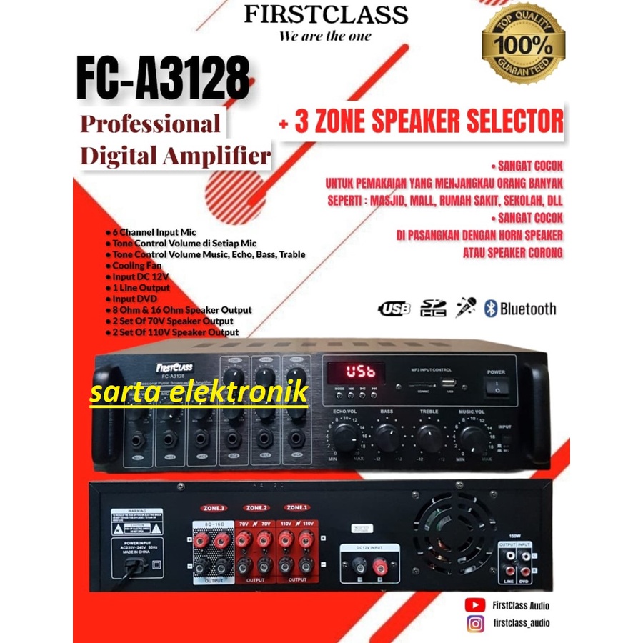 Ampli toa mesjid musholla,ampli power mixer firstclass fca3128