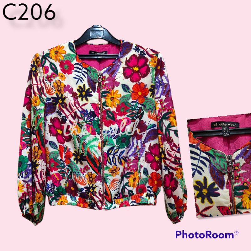 C206 Zara Original 100% Outer Cardigan Sweater Lengan Panjang Motif Bunga Colorfull Murah