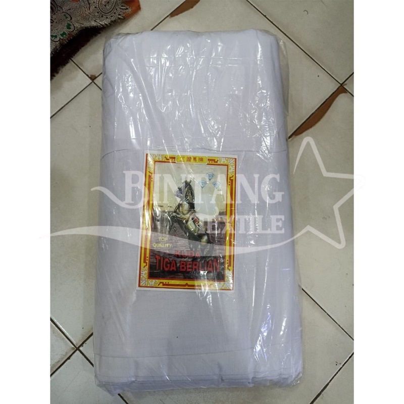 Kain Belacu Kaci Kafan Putih Cap Onta/Nyonya Tiga Jarum/Jangkar/Kuda Berlian 1 Roll