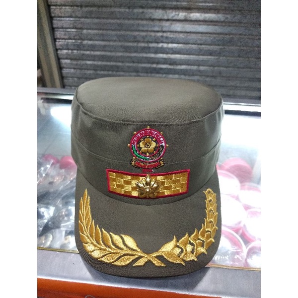 Topi komando satpol pp gol 3d,lis merah/ komandan