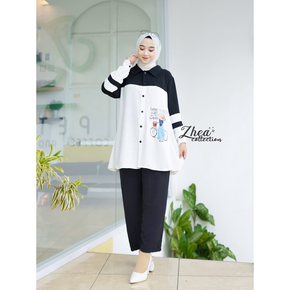 One Set Crincle - Setelan Crinkel Sablon DTF - Setcel Kemeja Crinkle