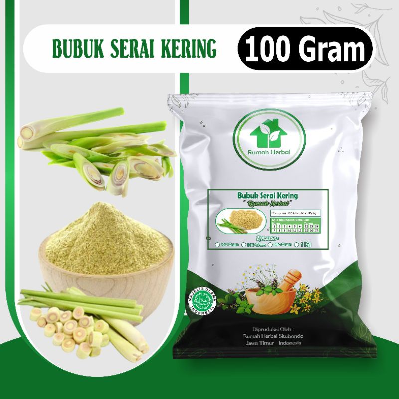 

Bubuk serai kering murni kemasan 100gram