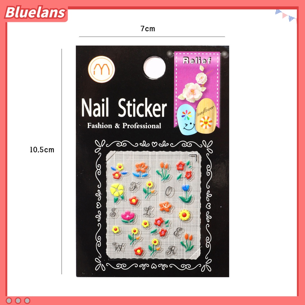 (In Stock) Kacamata Hitam Lensa Warna Warni ♡Stiker Kuku Motif Ukir Efek 5D Dengan Perekat Untuk Dekorasi Manicure