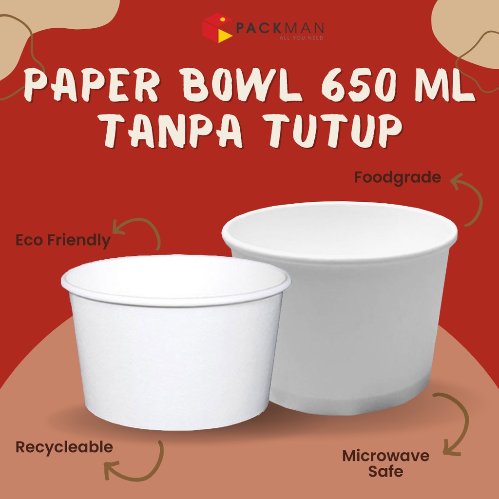 Jual PAPER RICE BOWL / BOX RICE PAPER BOWL / CUP RICE BOWL KERTAS POLOS
