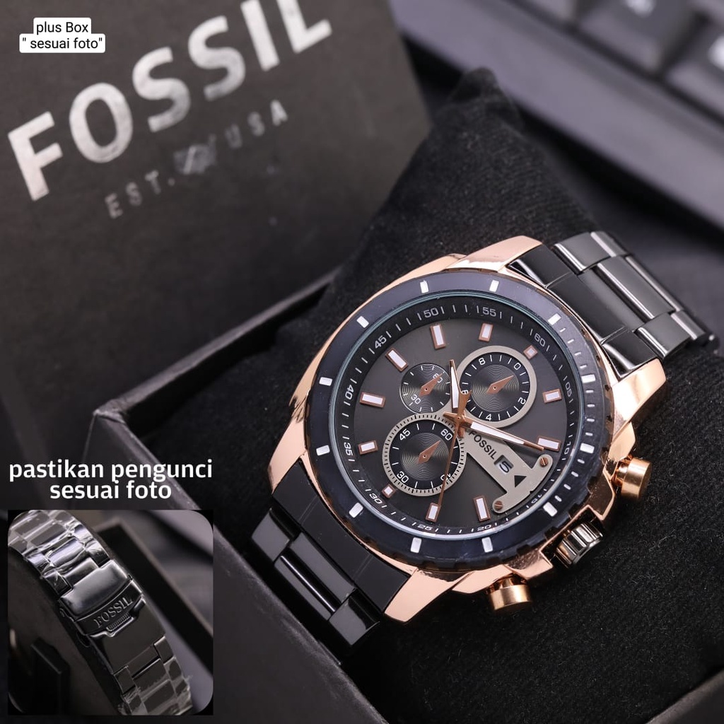 Jam tangan pria Best seller SF-3258 Fitur tanggal aktif chrono fake free box original