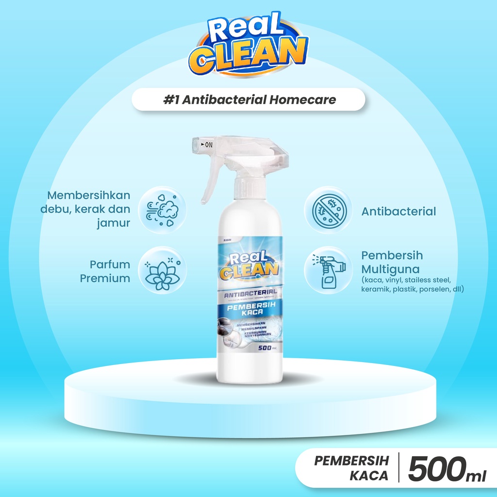 Jual Real Clean Cairan Pembersih Kaca Serbaguna 500 Ml Spray Stainless ...